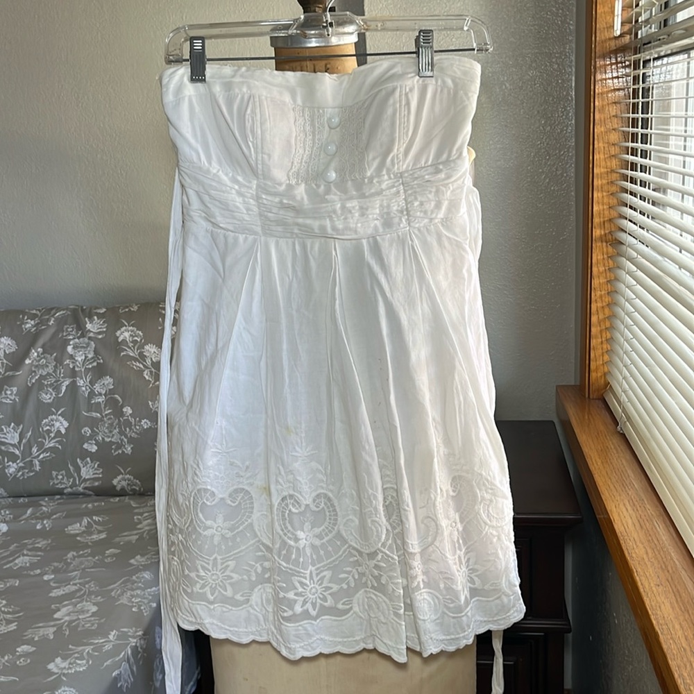 White strapless with lace